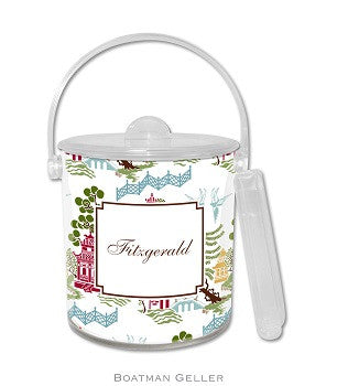 Chinoiserie Autumn Monogrammed Lucite Ice Bucket