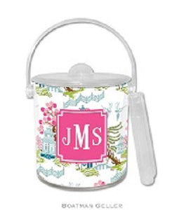 Chinoiserie Spring Monogrammed Lucite Ice Bucket