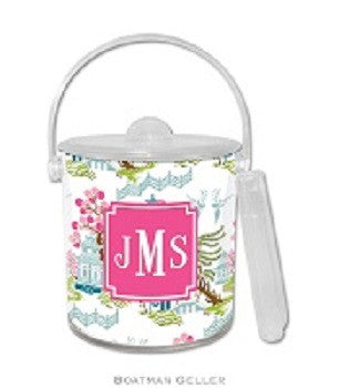 Chinoiserie Spring Monogrammed Lucite Ice Bucket