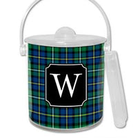 Black Watch Plaid Monogrammed Lucite Ice Bucket