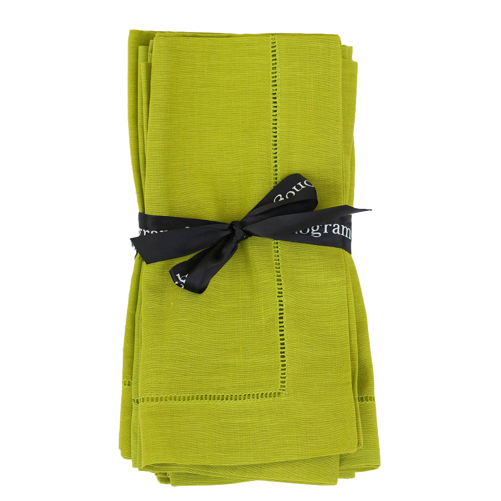 Hemstitched Lime Dinner Napkin S/4