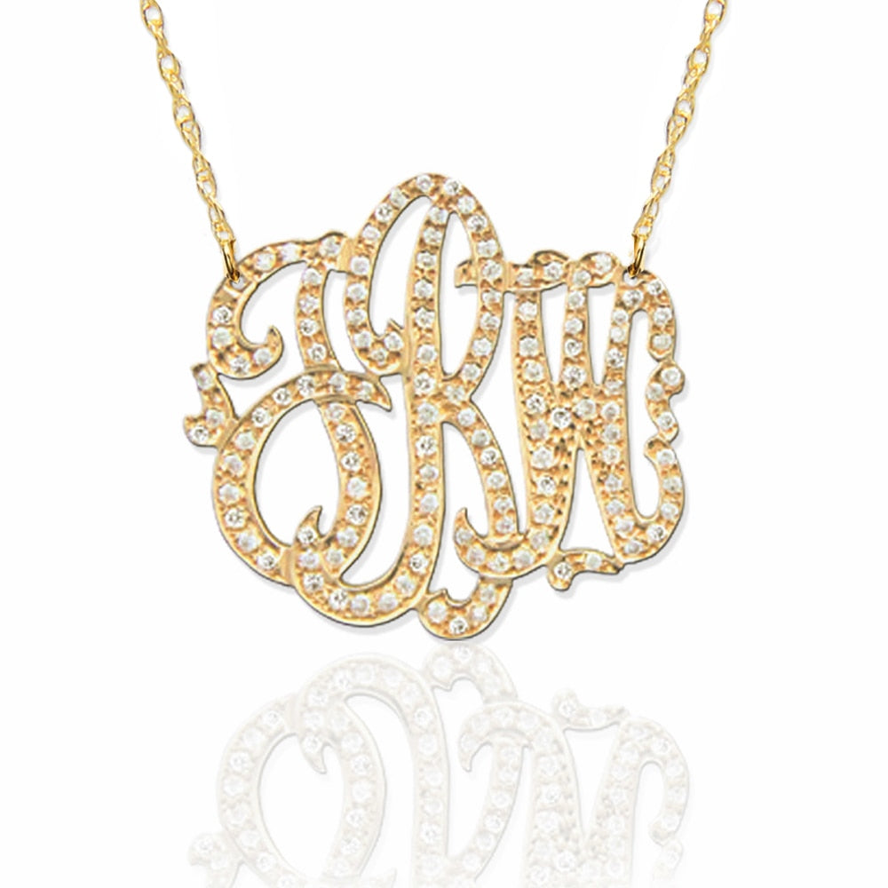 Diamond Script Monogram Necklace
