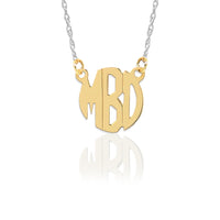 Gold Block Monogram on Sterling Silver Necklace
