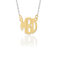 Gold Block Monogram on Sterling Silver Necklace