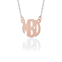 Gold Block Monogram on Sterling Silver Necklace
