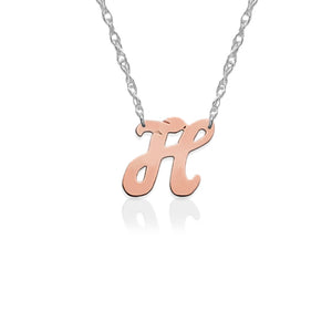 Gold Script Initial on Sterling Silver Necklace