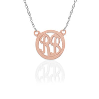 Gold 2 Initial Circle on Sterling Silver Necklace