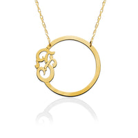 Circle with Script Initial Necklace
