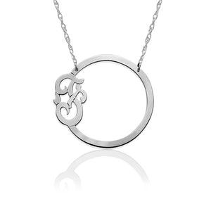 Circle with Script Initial Necklace