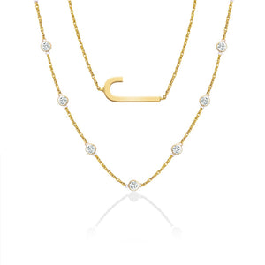 Horizontal Letter and CZ or Links Necklace