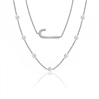 Horizontal Letter and CZ or Links Necklace

