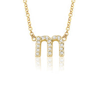 Petite 14K Gold Diamond Lower Case Initial Necklace
