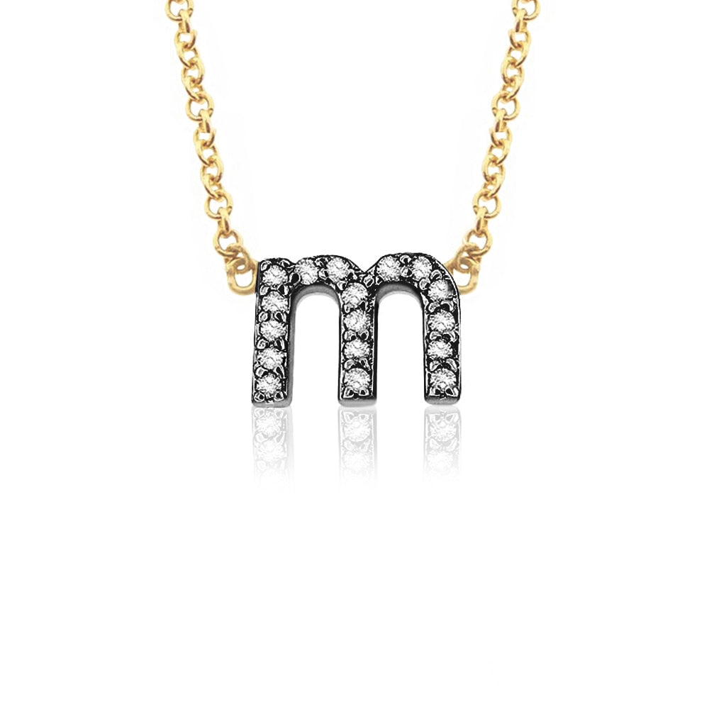 Petite 14K Gold Diamond Lower Case Initial Necklace