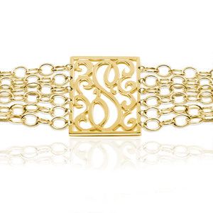 Lace Rectangle Initial Bracelet