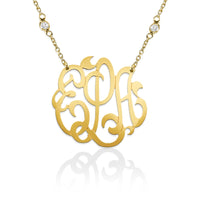 Handcut Script Monogram on CZ Chain
