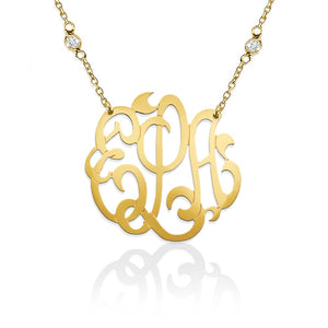 Handcut Script Monogram on CZ Chain