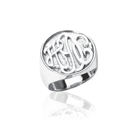 Carved Monogram Sterling Silver Boyfriend Ring