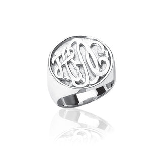 Carved Monogram Sterling Silver Boyfriend Ring
