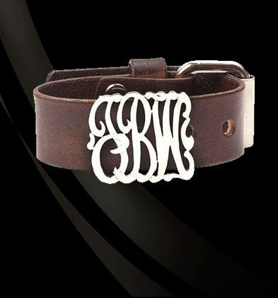 Leather and Lace Monogram Bracelet