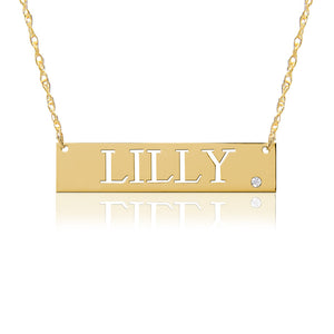ID Nameplate Necklace with Diamond