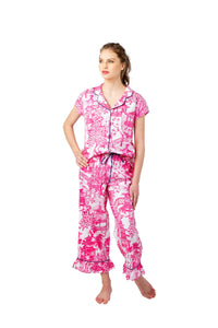 Garden Party Pink Capri Pajama Set