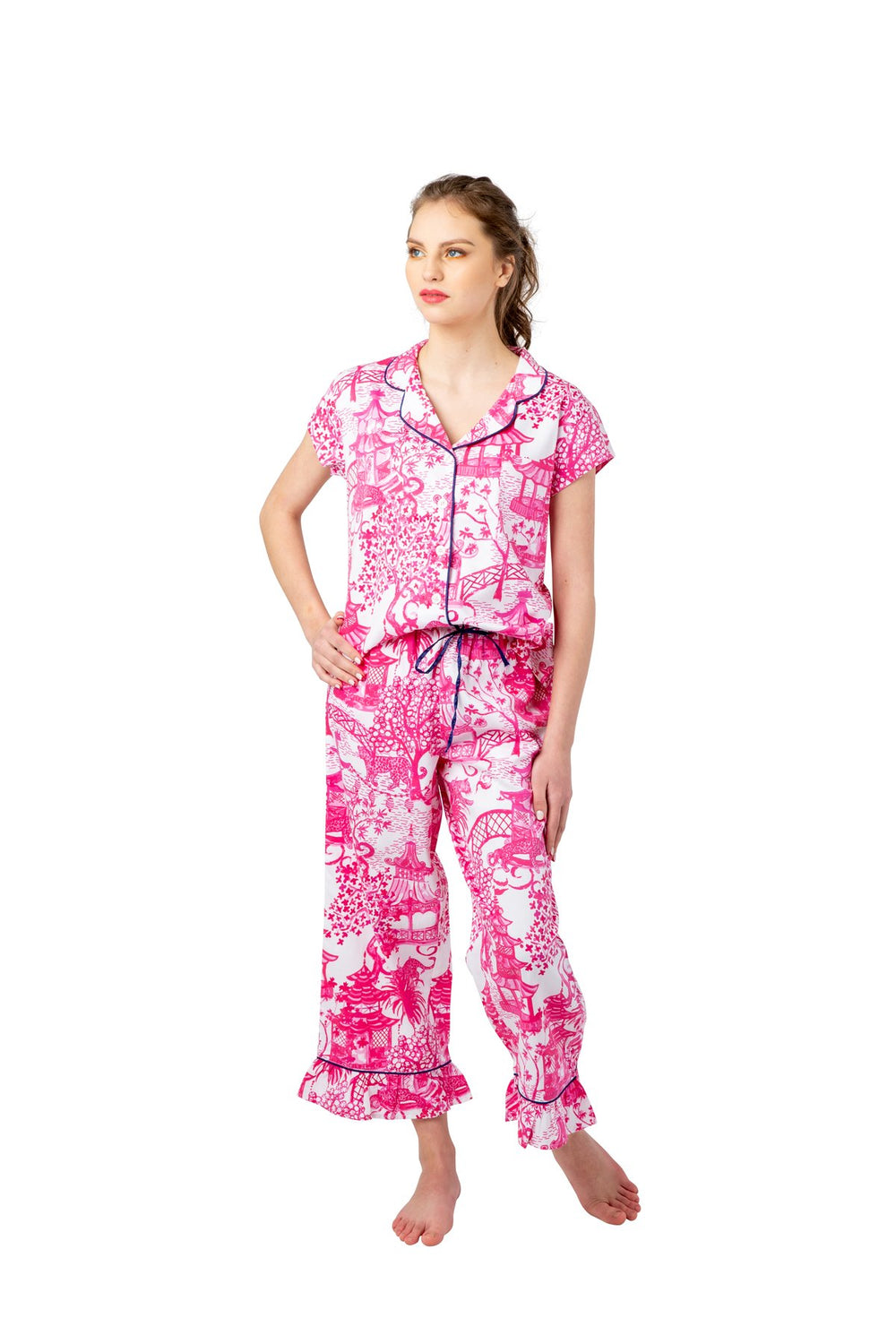 Garden Party Pink Capri Pajama Set