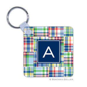 Madras Patch Blue Key Chain