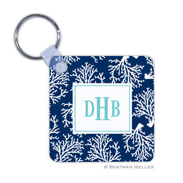 Coral Repeat Navy Key Chain