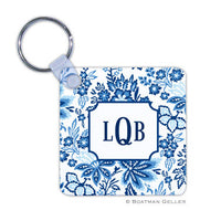 Classic Floral Blue Key Chain