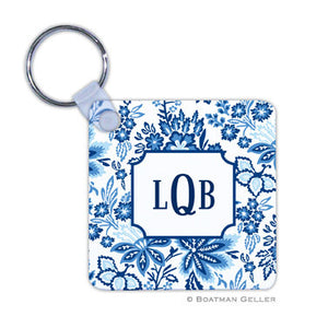 Classic Floral Blue Key Chain