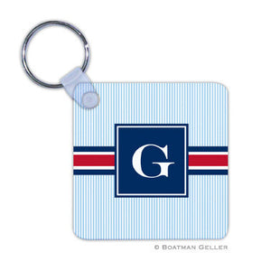Seersucker Band Red & Navy Key Chain