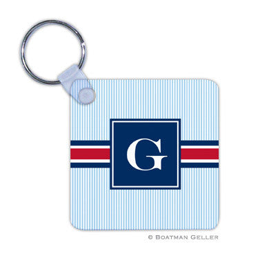 Seersucker Band Red & Navy Key Chain