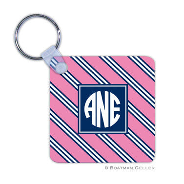 Repp Tie Pink & Navy Key Chain