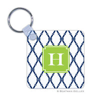 Bamboo Navy & Green Key Chain