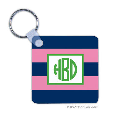 Rugby Navy & Pink Key Chain