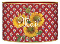 Sunflower on Red Letter Box
