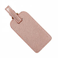 Monogrammed Metallic Leather Luggage Tag
