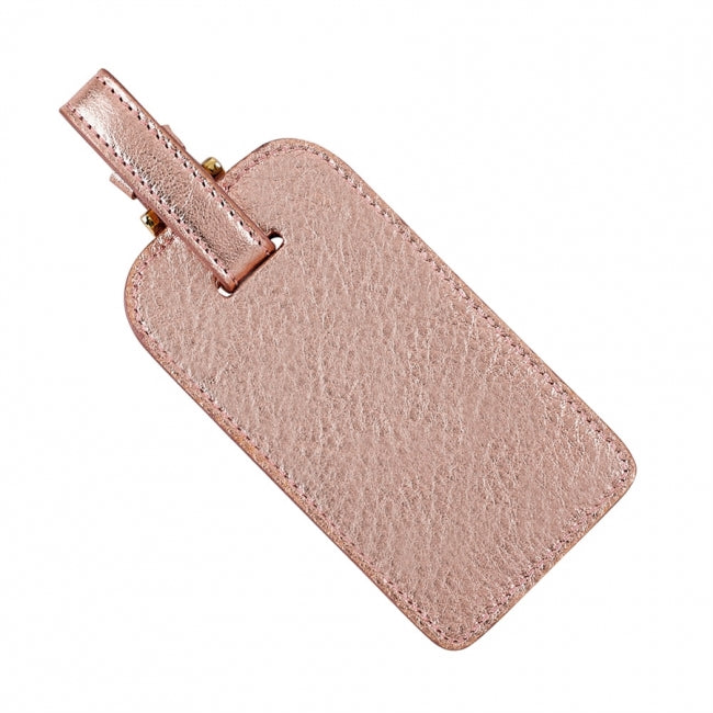 Monogrammed Metallic Leather Luggage Tag