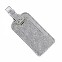 Monogrammed Metallic Leather Luggage Tag