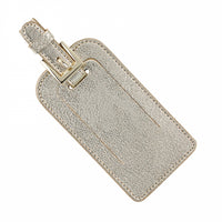 Monogrammed Metallic Leather Luggage Tag