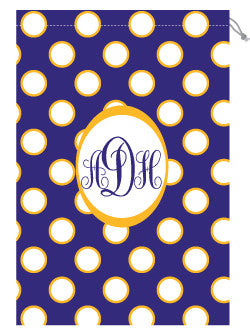 Monogrammed Purple & Gold Polka Dot Laundry Bag