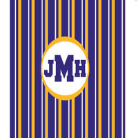 Monogrammed Purple & Gold Striped Laundry Bag