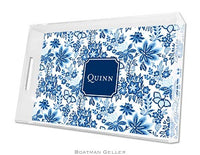 Classic Floral Blue Lucite Tray
