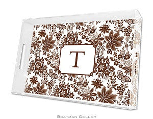 Classic Floral Brown Lucite Tray