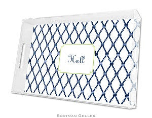 Bamboo Navy and Green Lucite Tray