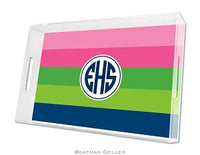 Bold Stripe Pink, Geen, & Navy Lucite Tray
