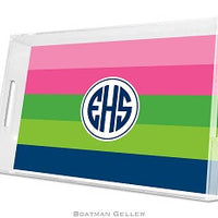 Bold Stripe Pink, Geen, & Navy Lucite Tray