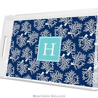 Coral Repeat Navy Lucite Tray