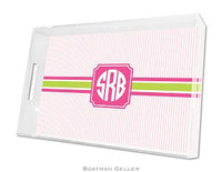 Seersucker Band Pink & Green Lucite Tray
