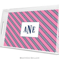 Repp Tie Pink & Navy Lucite Tray